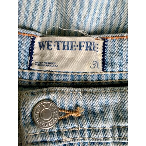 We The Free‎ Piper Mid-Rise Crop Wide-Leg Jeans in Blue Striped Size 30 Denim - Picture 5 of 5